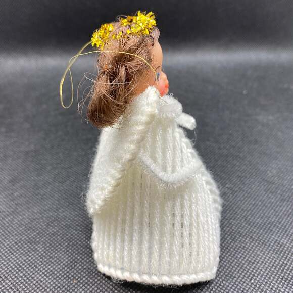 Vintage Pipe Cleaner and Yarn Angel Ornament Retro Holiday - Picture 4 of 6